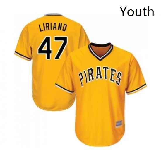 Youth Pittsburgh Pirates 47 Francisco Liriano Replica Gold Alternate Cool Base Baseball Jersey